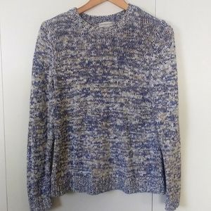 Christopher & Banks knit sweater blue white and cream with gold size Small